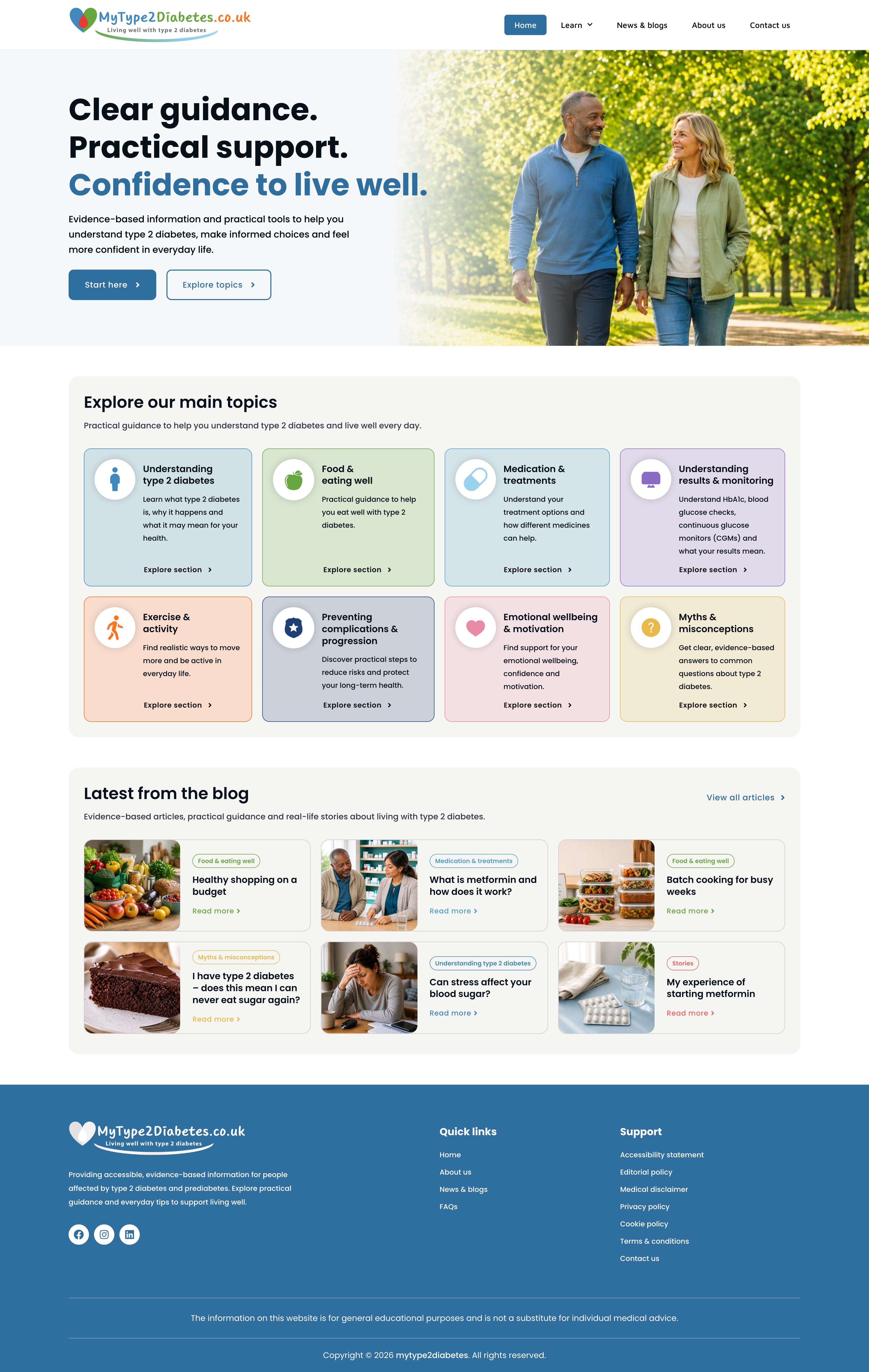 MyType2Diabetes.co.uk health education website homepage
